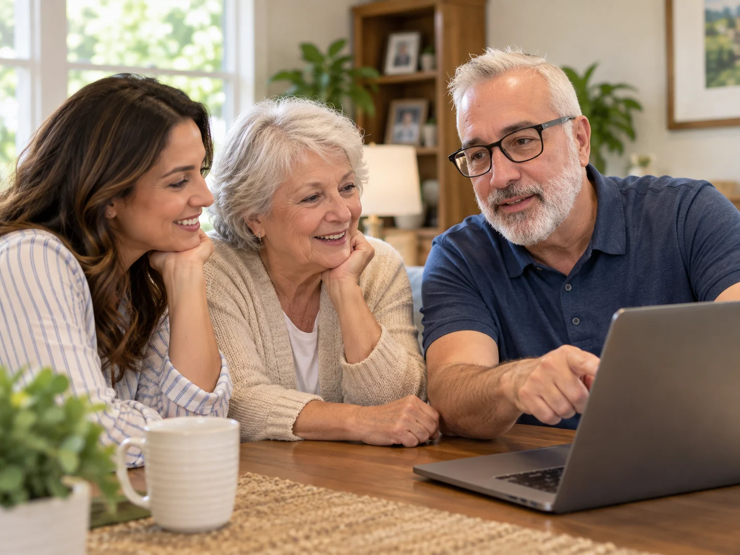 Dominick helping a family with their laptop